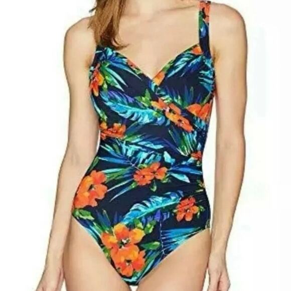 Miraclesuit Size 10 Midnight Samoan Sunset Sanibel One Piece Swimsuit Underwire - Picture 2 of 15